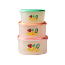 Set of 3 Square Food Boxes With Tutti Frutti Print By Rice DK